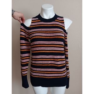 Ann Taylor LOFT Striped Cold Shoulder Sweater
